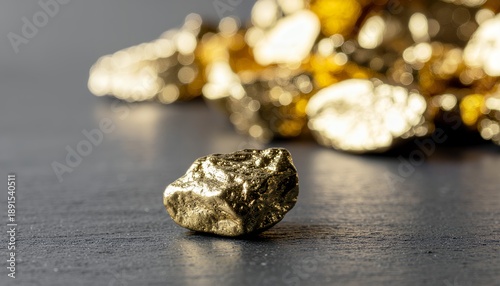 Raw gold nugget gleaming as a symbol of wealth and value