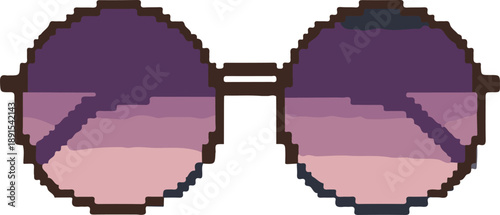Retro Round Purple Pixel Art Sunglasses Icon