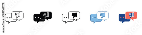 Visualizing digital disapproval and negative feedback through versatile chat message icons, symbolizing user discontent, critical online interaction, and low ratings online