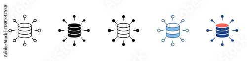 Modern database server network technology icons illustrating interconnected data flow, secure storage, and advanced information processing for robust digital infrastructure solutions