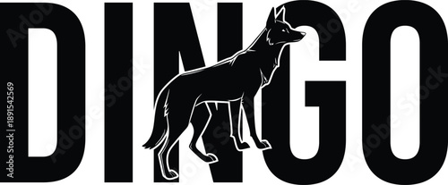 Dingo Silhouette Vector Illustration, Australian Canine Wildlife Design, Wild Dog Graphic Element