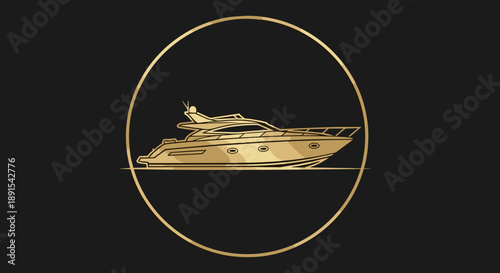 Gold yacht logo design for luxury travel, boating companies, and marine tourism branding