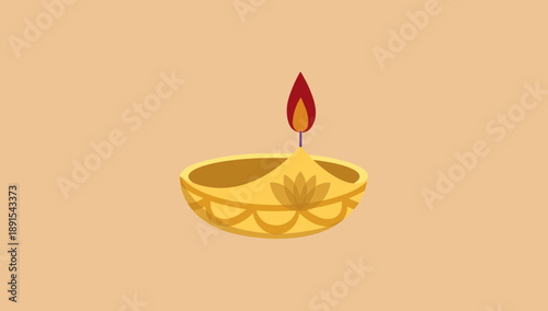 Vector illustration of traditional Indian diya oil lamp symbolizing Diwali celebration, light over darkness, spirituality, cultural heritage, festive decoration, religious ritual, and positive energy 