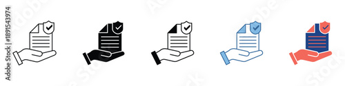 Ensuring Digital Document Security A Comprehensive Icon Collection Symbolizing Verified Policy Approval and Data Protection