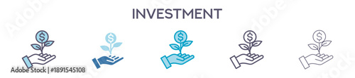 Investment Element For Design Graphic - Multi Styles. Vector Illustration Of Two Colored And Black. Multiple Icons Designs Can Be Used For Mobile, Ui, Web 