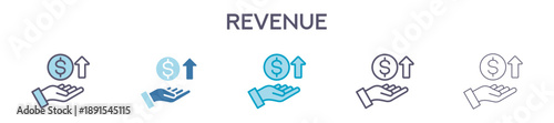 Revenue Element For Design Graphic - Multi Styles. Vector Illustration Of Two Colored And Black. Multiple Icons Designs Can Be Used For Mobile, Ui, Web 