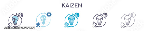 Kaizen Element For Design Graphic - Multi Styles. Vector Illustration Of Two Colored And Black. Multiple Icons Designs Can Be Used For Mobile, Ui, Web 
