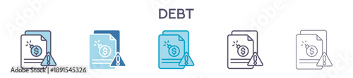 Debt Element For Design Graphic - Multi Styles. Vector Illustration Of Two Colored And Black. Multiple Icons Designs Can Be Used For Mobile, Ui, Web 