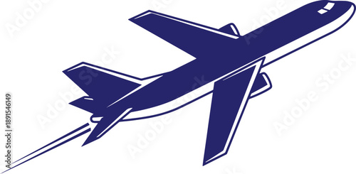 Airplane taking off with jet trail vector graphic on transparent background