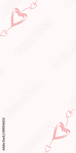 Soft pink heart doodle background with romantic minimal design