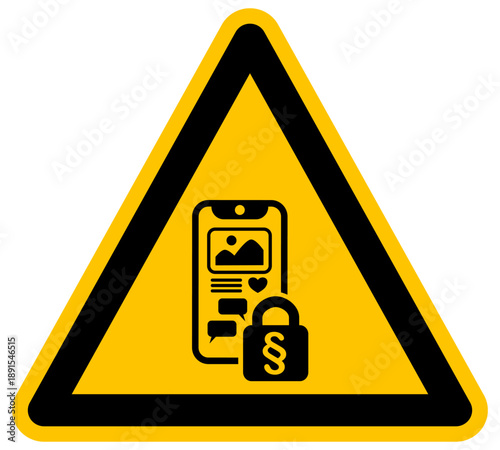 Icono de vector de prohibición legal de redes sociales para menores con símbolo de párrafo ley de protección de datos y restricción de edad en aplicaciones móviles de smartphone