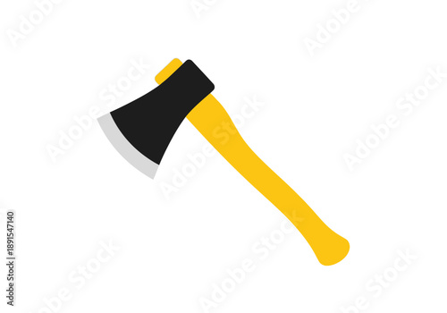Axe Tool with Yellow Handle and Black Head.