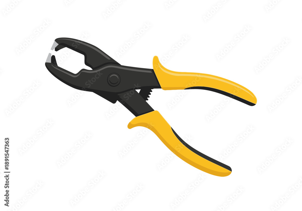 Obraz premium Professional Wire Stripper Tool with Yellow Handles.