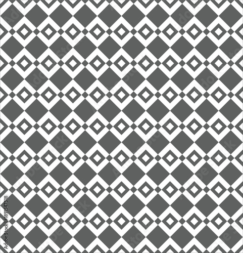 Grey and white geometric harlequin diamond seamless pattern background. Minimalist geometric grid texture abstract vector background.