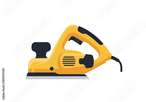 Yellow Electric Hand Planer Tool Illustration.