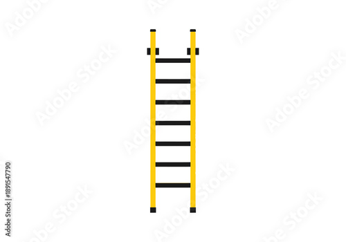 Yellow Ladder Standing Tall Against White Background.