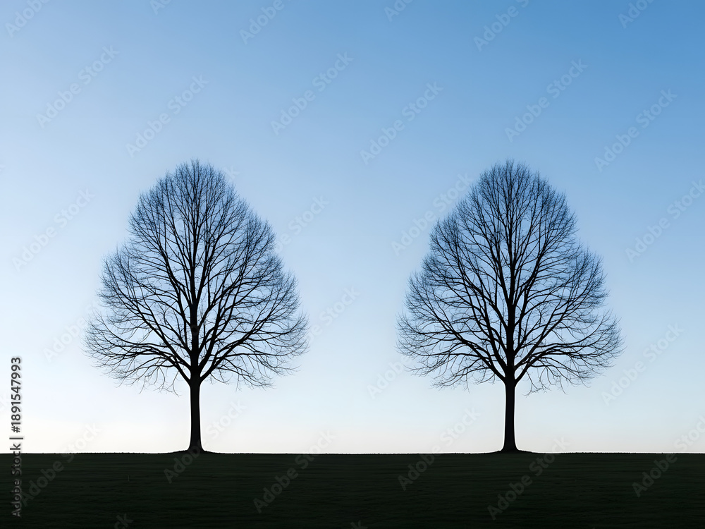 Obraz premium Symmetrical leafless trees against clear sky