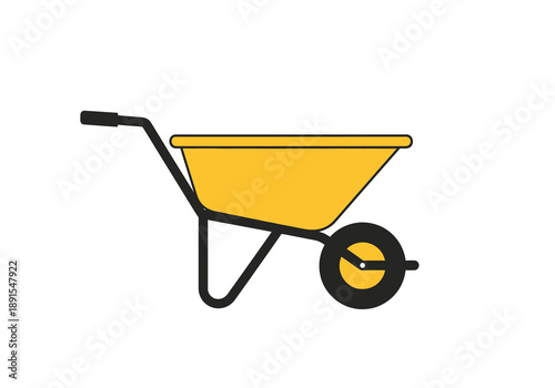 Yellow Wheel barrow Illustration Simple Design.
