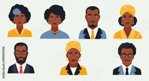 Diverse Group of Professionals Illustrated in a Flat Design Style with Various Attire and Accessories