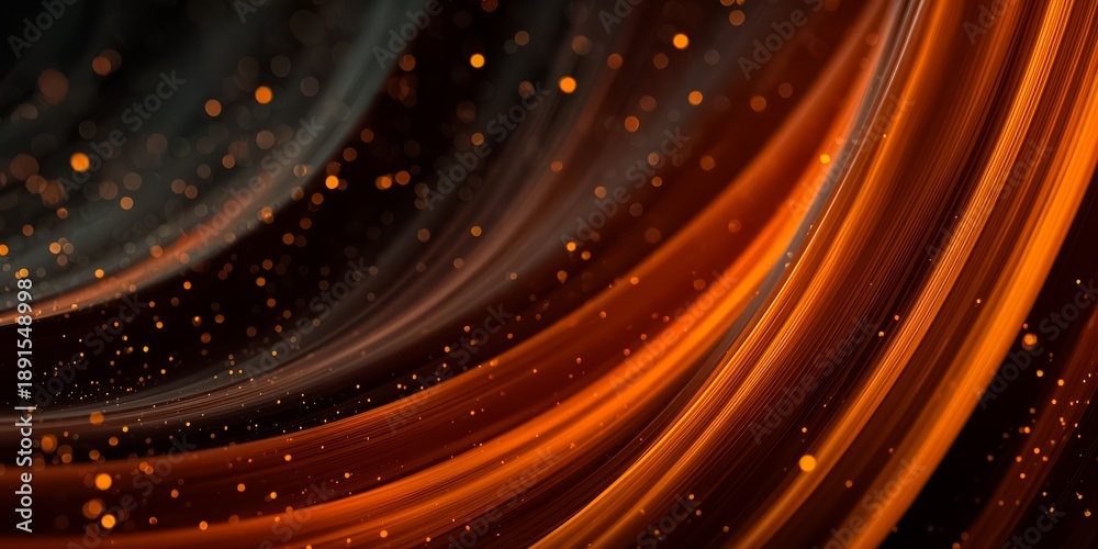 Obraz premium Black and orange line with a lot of sparkles. The line is orange and black and it looks like it is moving