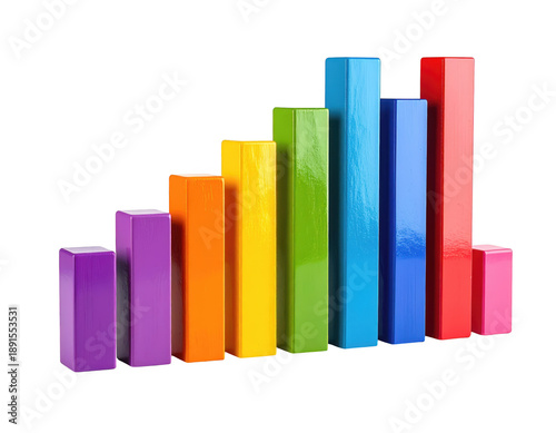 Free Download Colorful bar graph showing upward trend and growth on black background - GFXLoad