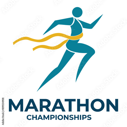 Victorious runner with medal - marathon championships