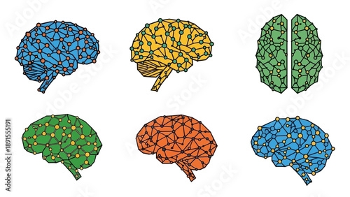 Abstract Brain Network Connections, Digital Art, Neural Network, Artificial Intelligence Concept