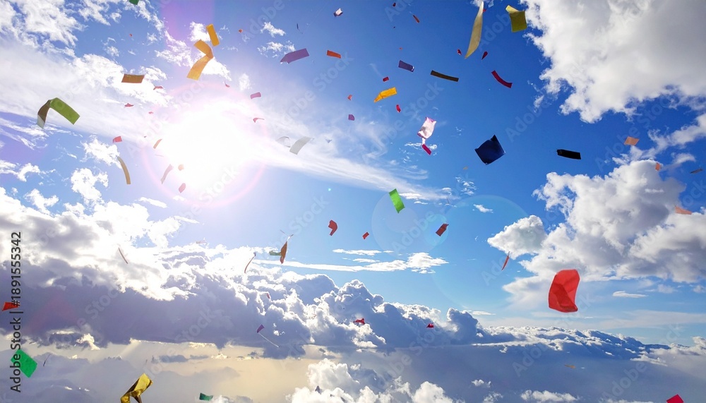 Obraz premium 空から降る紙吹雪