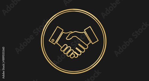 Gold handshake logo design for business partnerships, networking events, and corporate branding