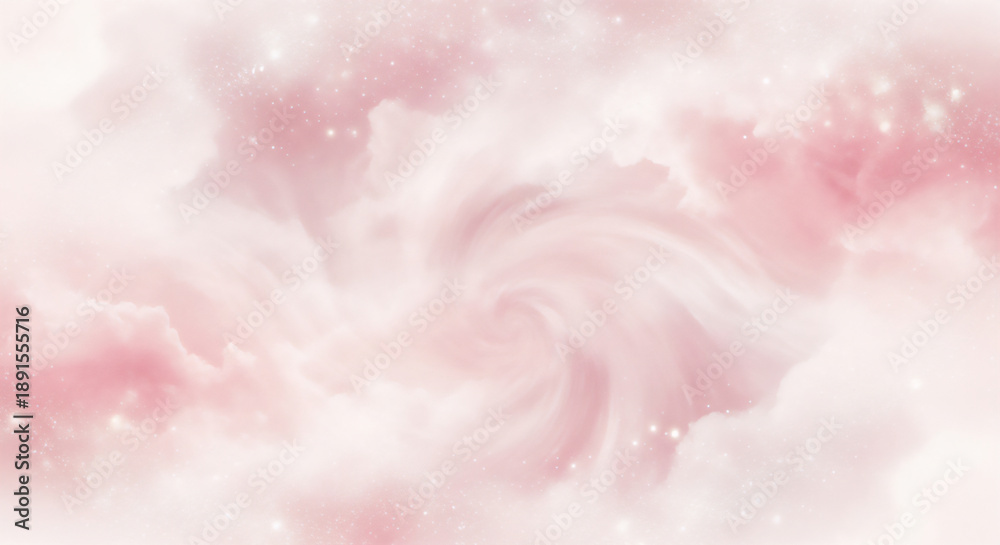 Fototapeta premium やわらかな雲ときらめく星が広がる幻想的な空｜ピンクトーンのドリーミー背景 