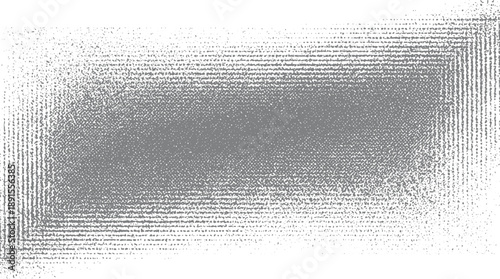 Grey textured gradient of dots and lines fading from dense to sparse on white background