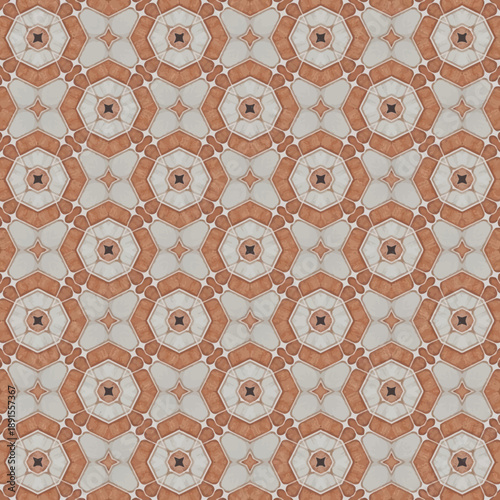 Ceramic Tile Pattern: An intricate mosaic of ceramic tiles, displaying a geometric pattern of repeating shapes and colors, creating a visually compelling and textured surface.