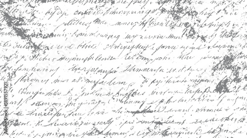 Faded grey handwritten script on white background with textured ink blots handwriting