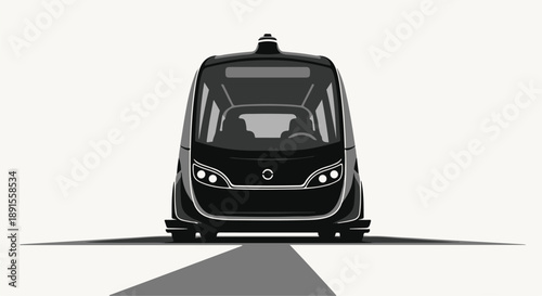 Autonomous vehicle drives forward on roadway with futuristic design and white background Ai Generated