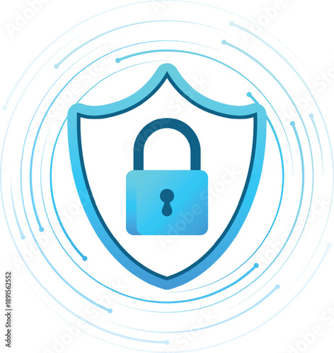 Secure Shield With Padlock Isolated On Transparent Background