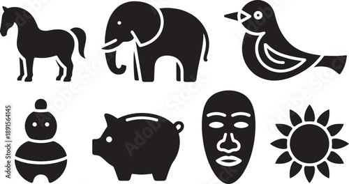 Collection of Animal Silhouettes and Icons for Design Projects