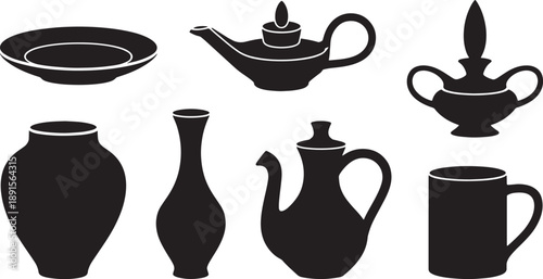 Collection of Ceramic Vessels and Containers Silhouette Design