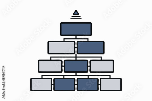 organizational hierarchy chart with levels and boxes
