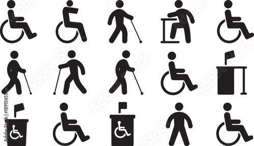 Icons depicting accessibility symbols for disabled individuals