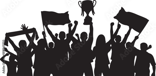 Happy family jumping in park silhouette vector illustration with parents and children playing on grass, joyful people celebrating success, outdoor summer recreation concept,