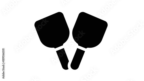 Table Tennis Paddles Silhouette Isolated on White