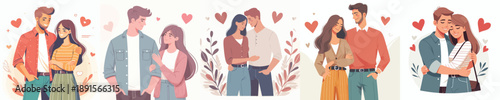 Vector half body of couple hugging each other affectionately on Valentine's Day