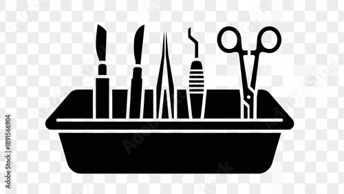 Nail Care Tools in Black Container, Manicure Instruments, Beauty Equipment vector icon