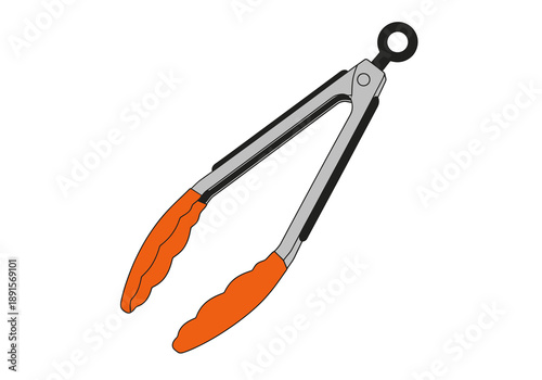 Orange handled pruning shears close up.