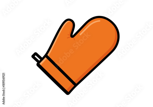 Orange Oven Mitten Cartoon Illustration.