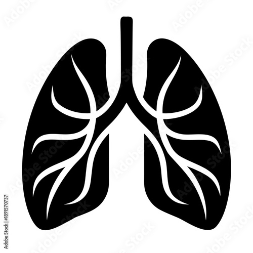 human lungs from leaves black silhouette