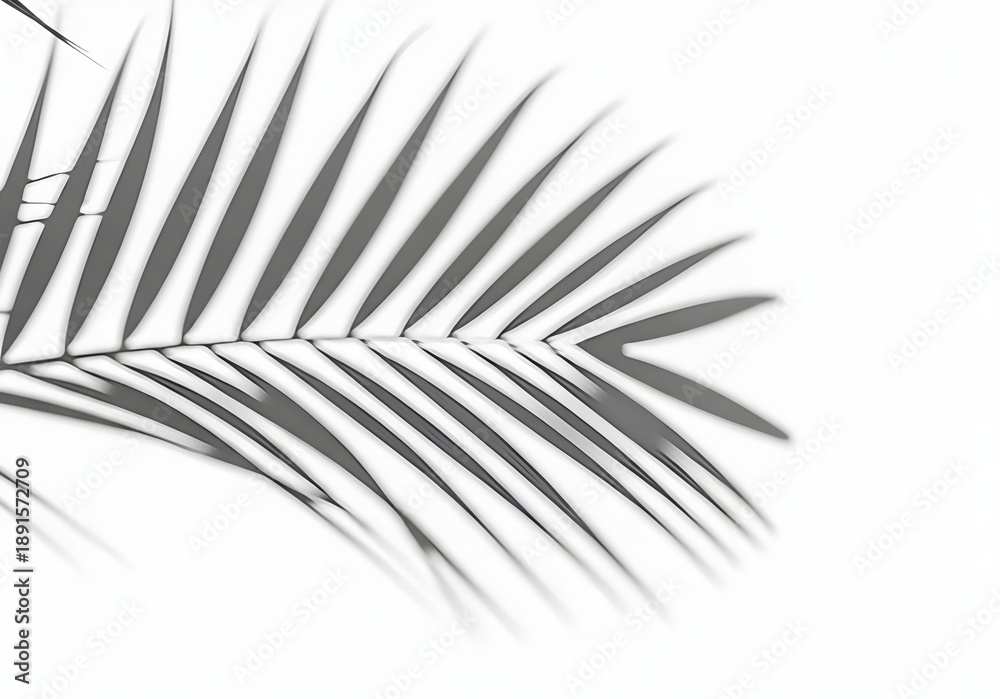 Obraz premium Monochromatic palm leaf shadow on white background