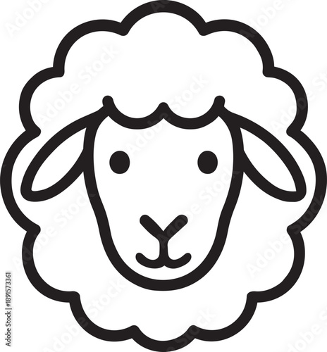 Sheep head lamb mutton line icon vector illustration