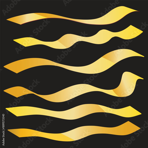 A collection of gold curved banner designs