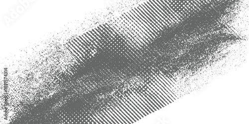 Gray textured diagonal stripe pattern with scattered dots on white background